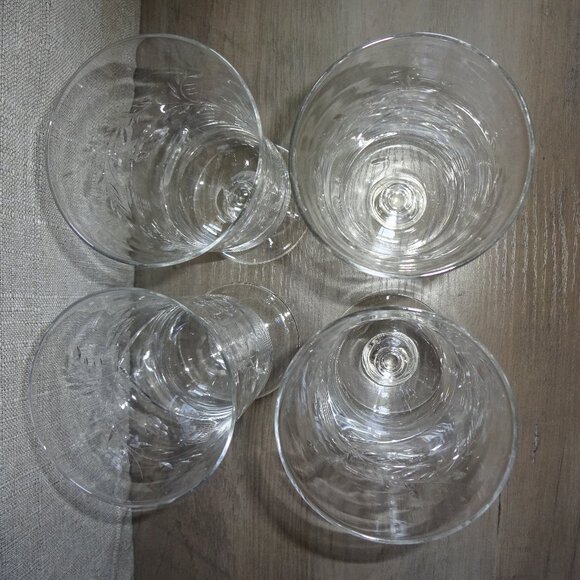 Set of 4 Vintage Libbey Rock Sharpe ? Etched Iced Tea Water Glasses Flowers - Picture 5 of 9